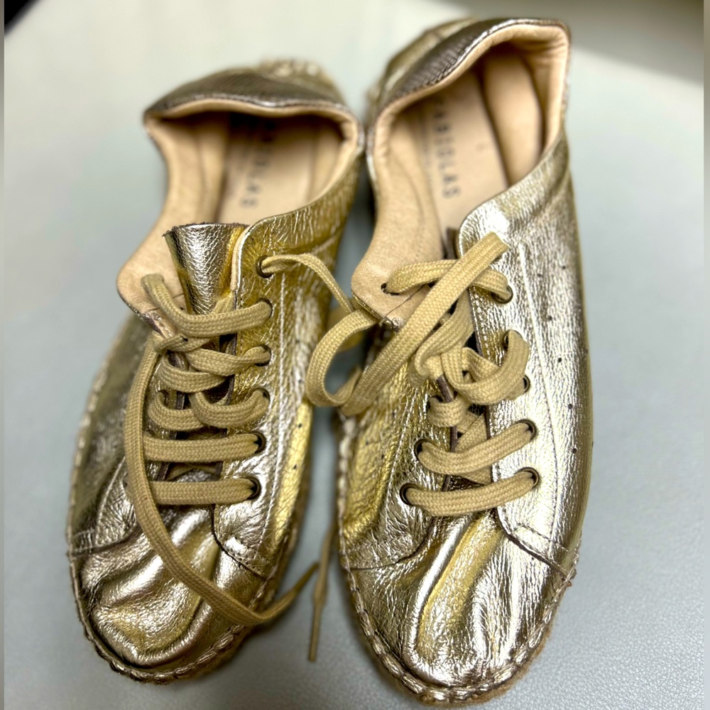 Fabiolas Gold Leather Espadrille Sneaker